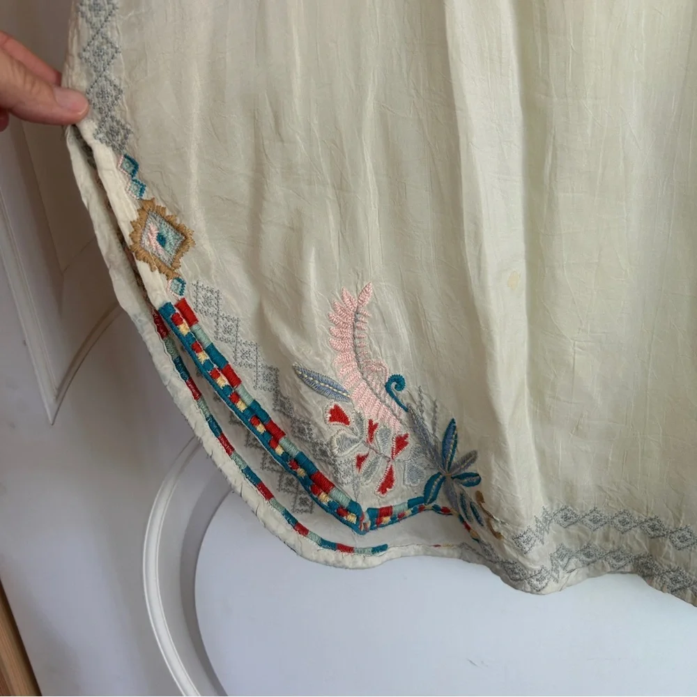 Johnny Was Cream Floral Embroidered Top L - Picture 5 of 7
